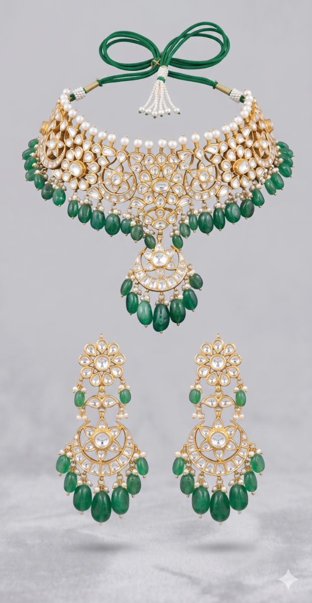 Emerald Sovereign Polki Choker Set