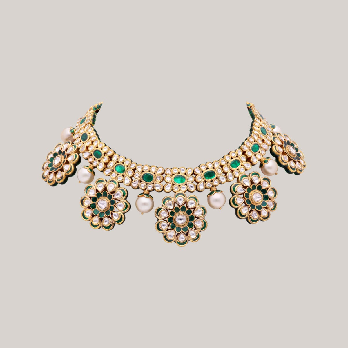 Veridian Fire Polki Necklace