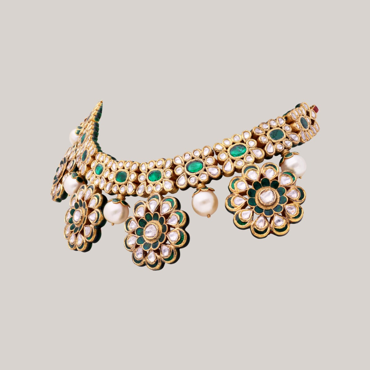 Veridian Fire Polki Necklace