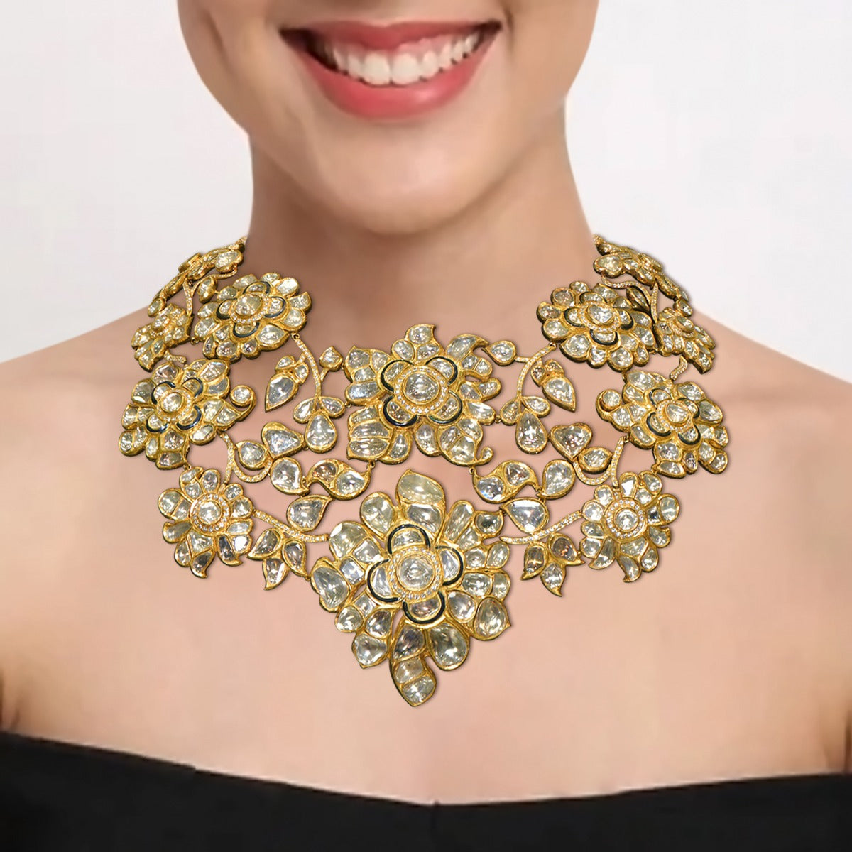 Leafy Bouquet Polki Necklace