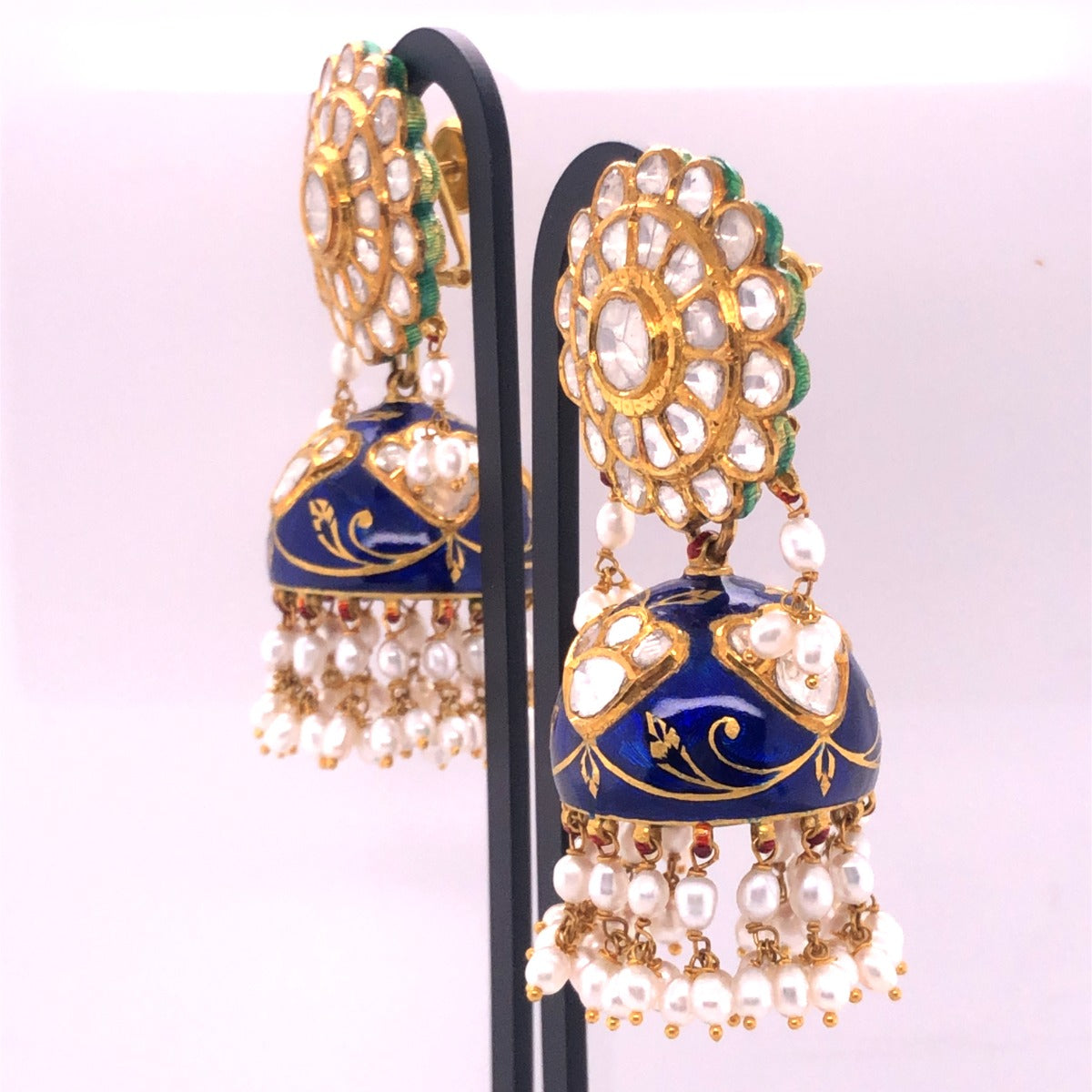 Blue Blanket Polki Jhumka