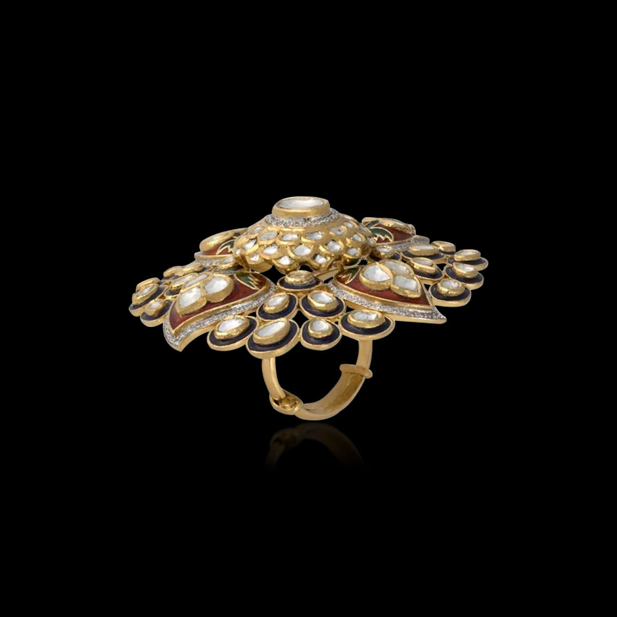 Open Floral Polki Ring