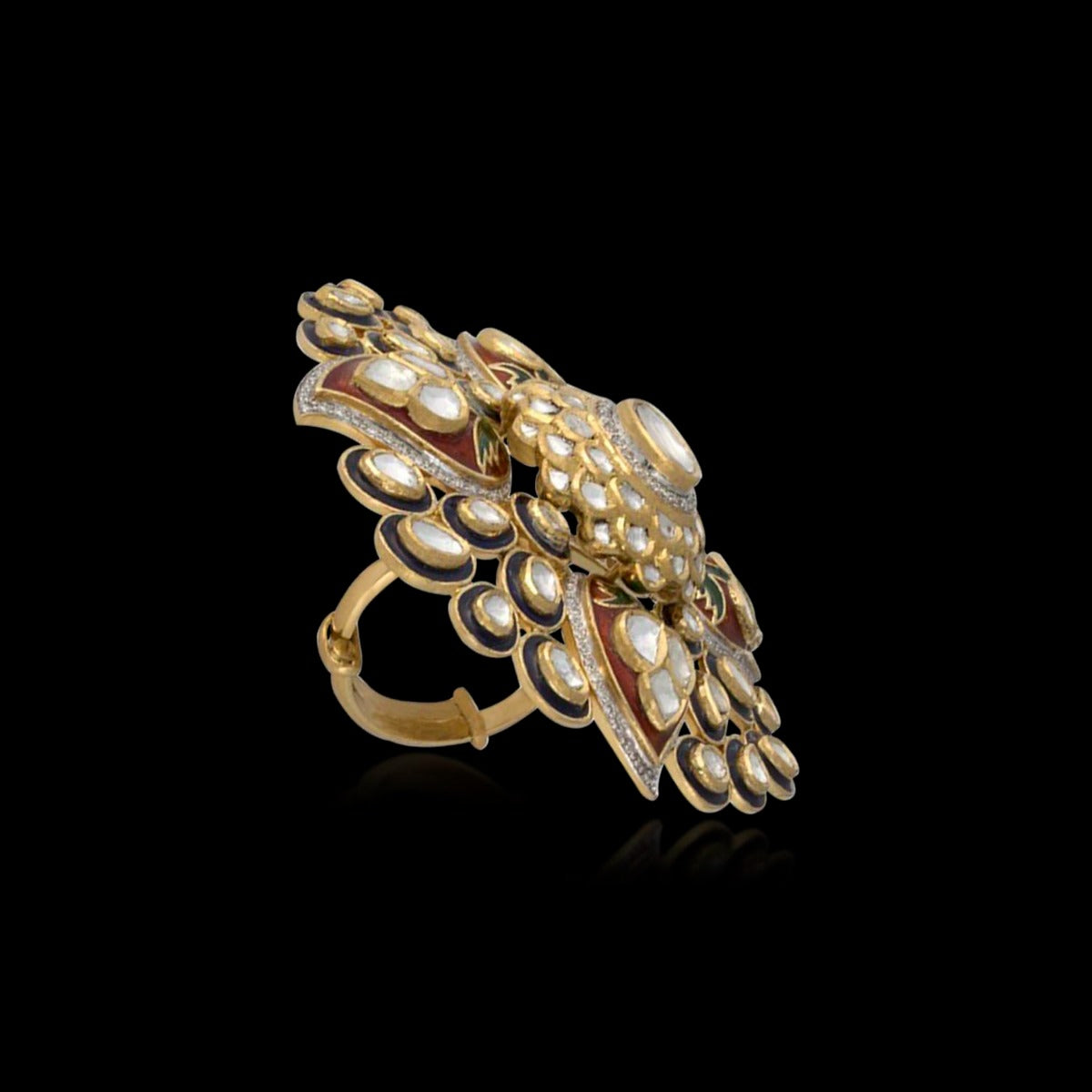 Open Floral Polki Ring
