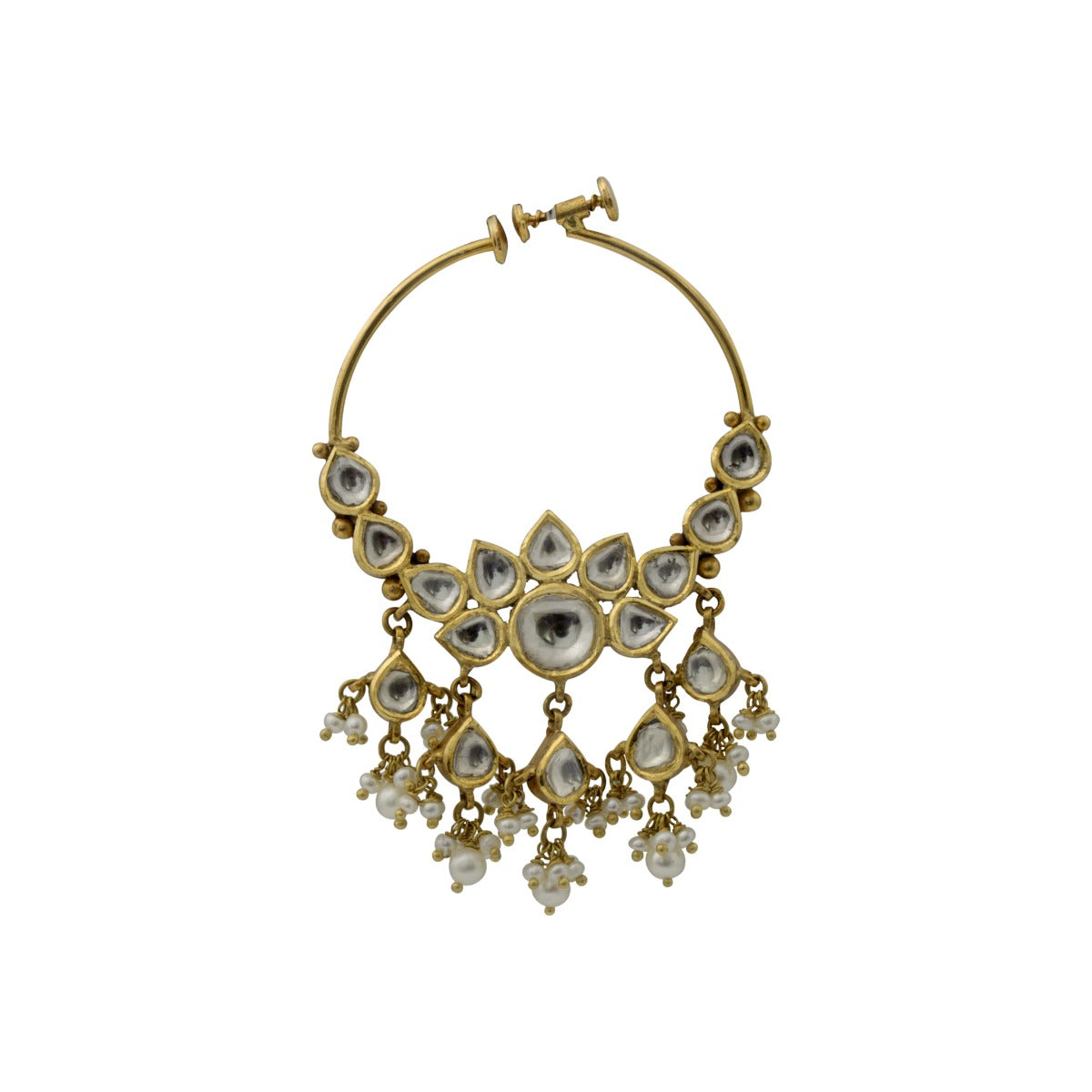 Floral Fountain Polki Nose Pin