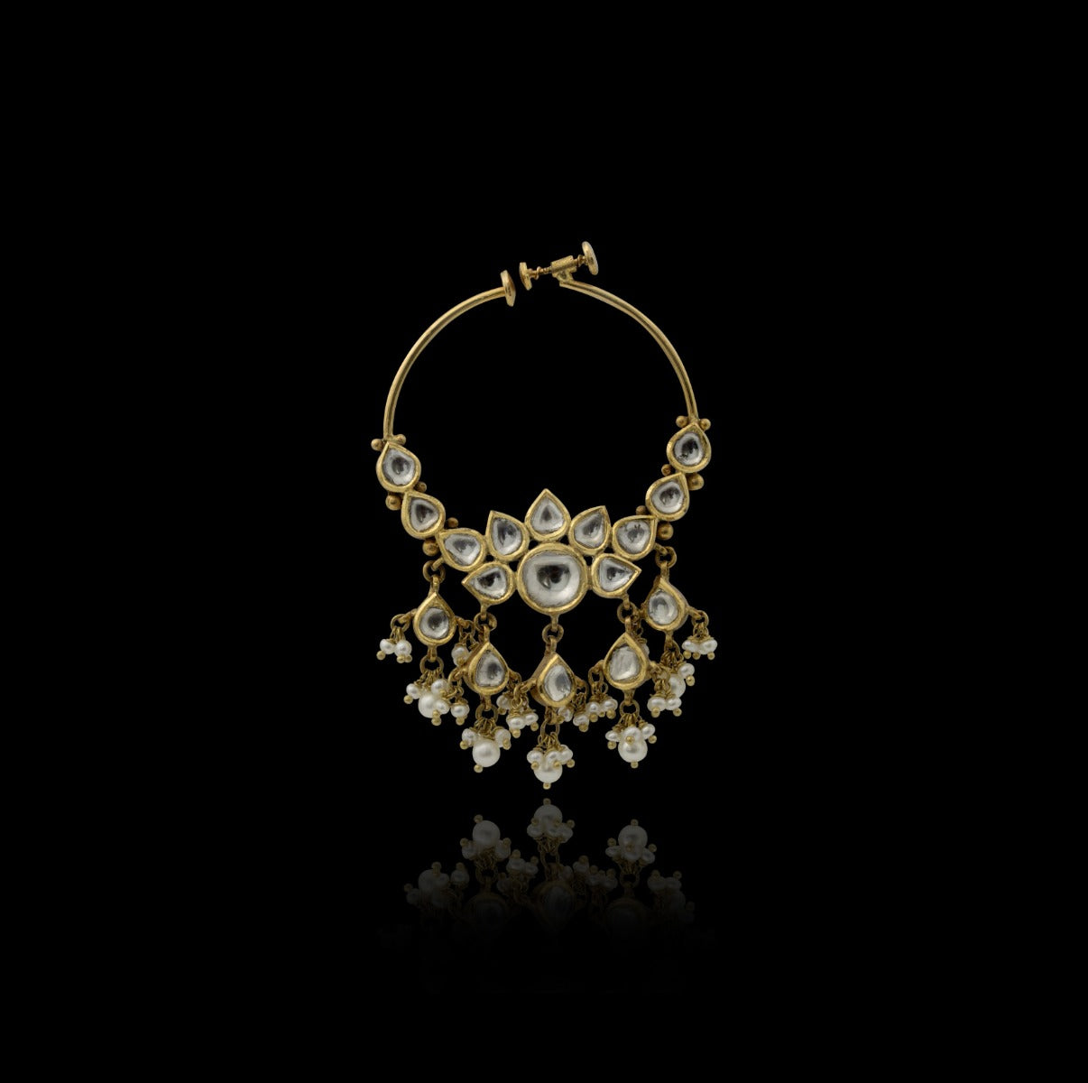 Floral Fountain Polki Nose Pin