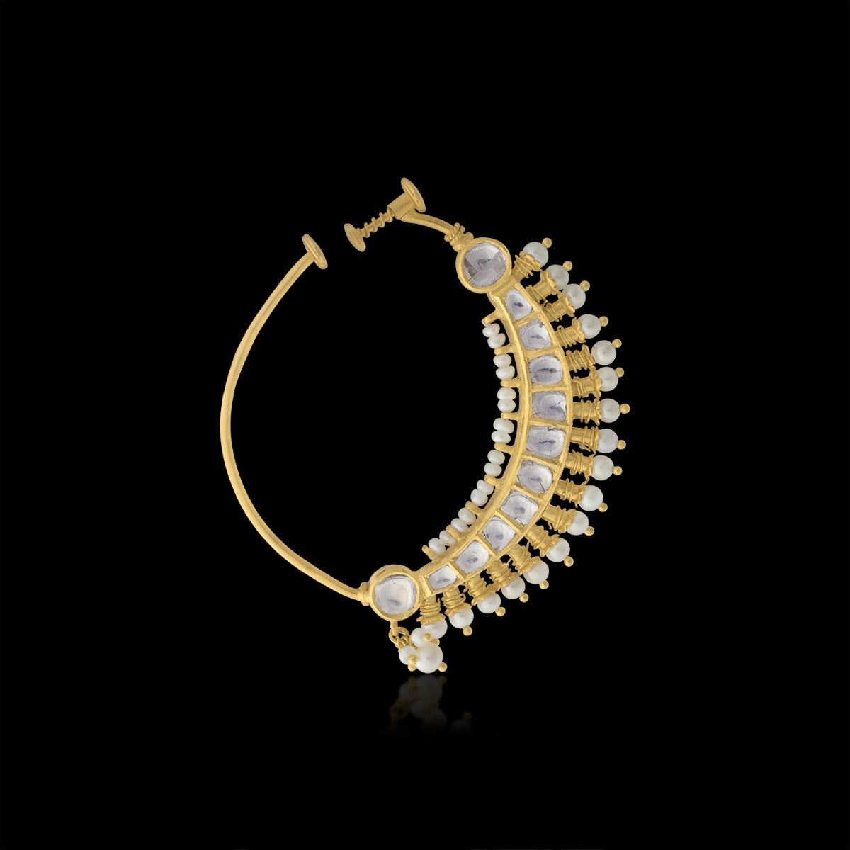 Etched Mirror Polki Nose Pin