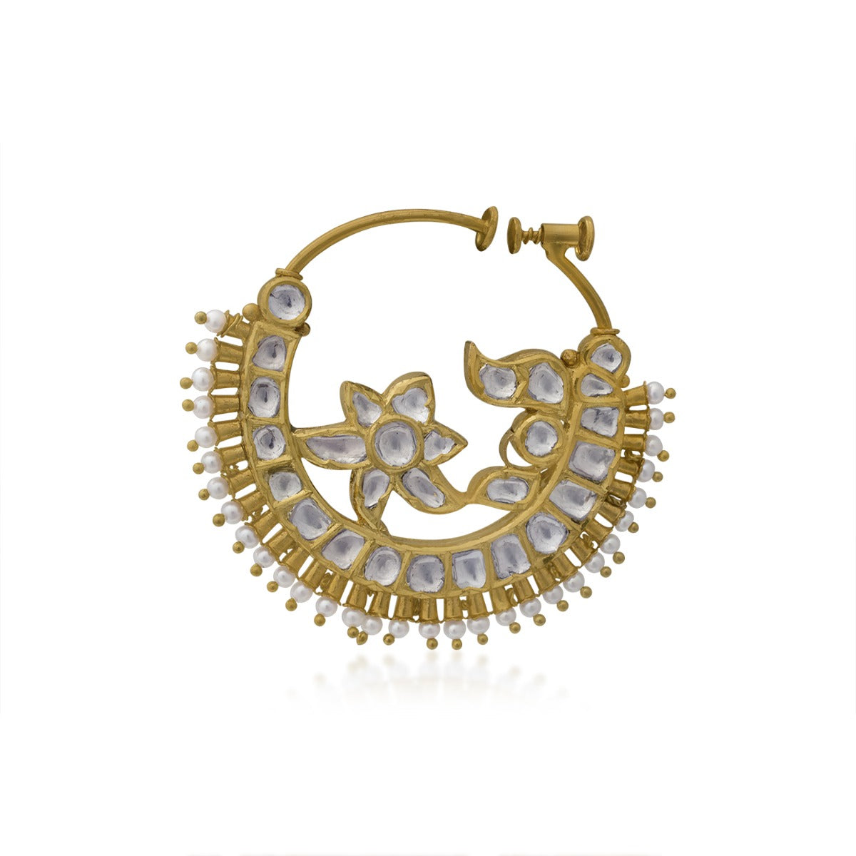 Flora Polki Nose Pin
