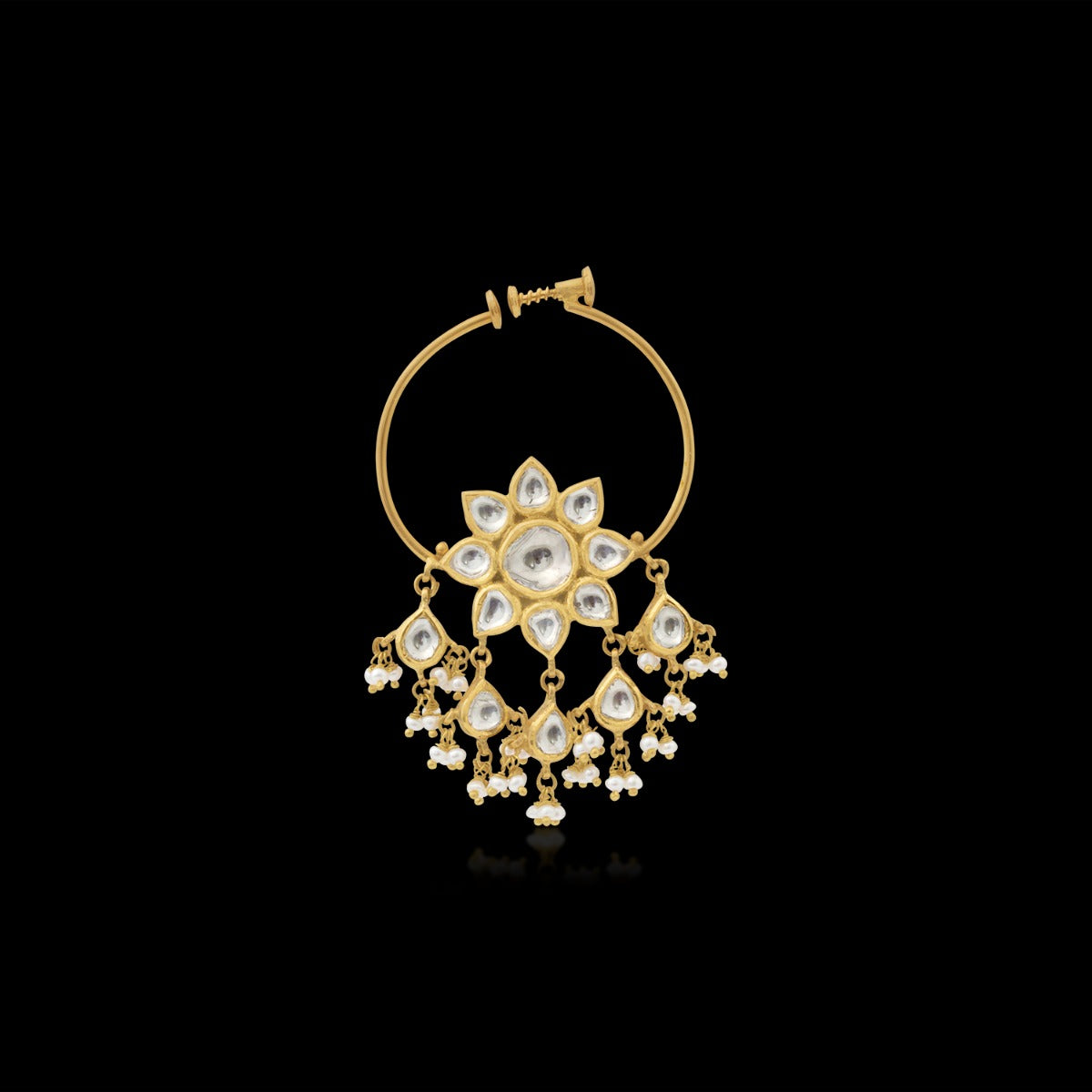 Alka Floral Polki Nose Pin