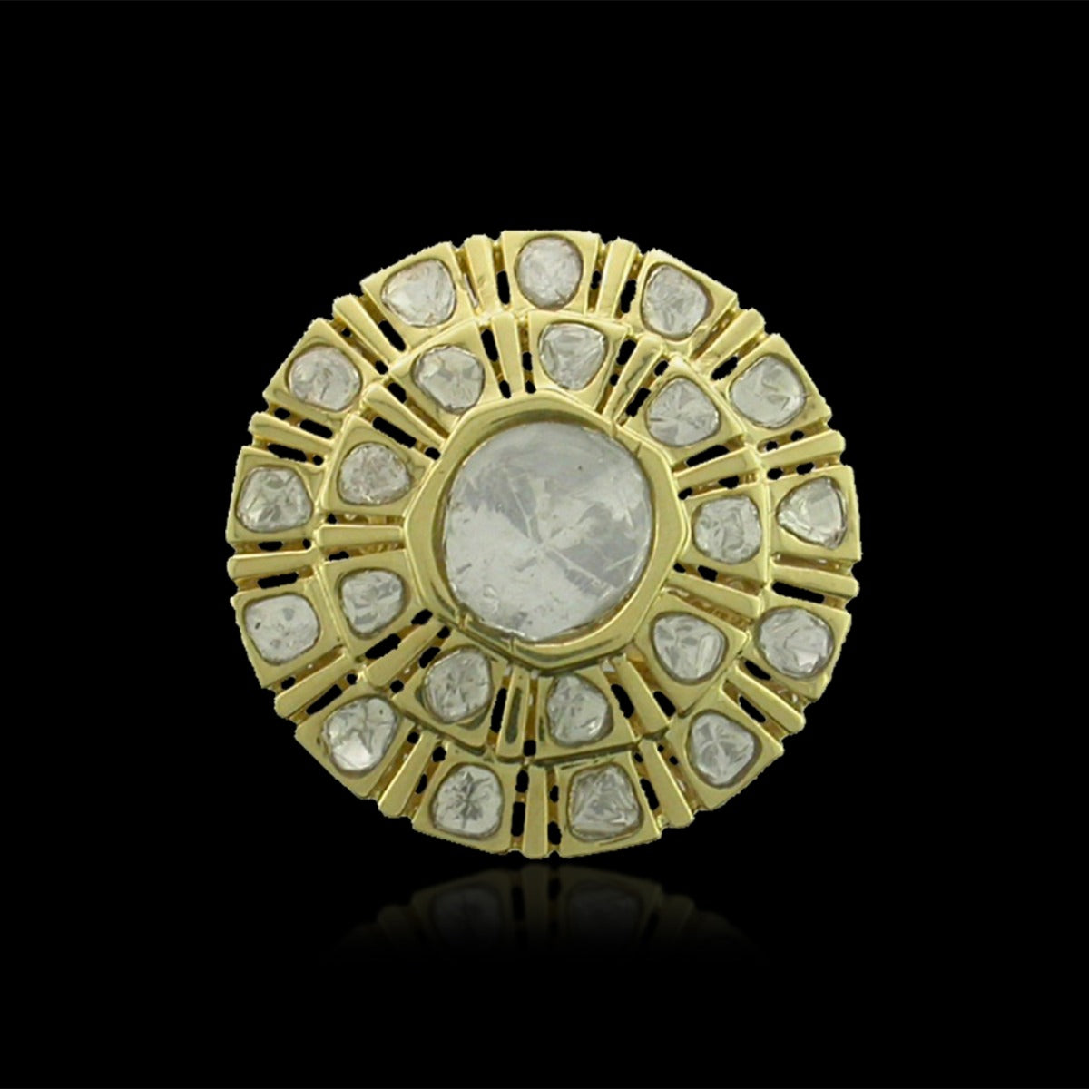 Flat Globe Polki Ring