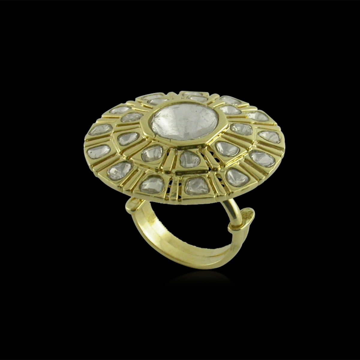 Flat Globe Polki Ring