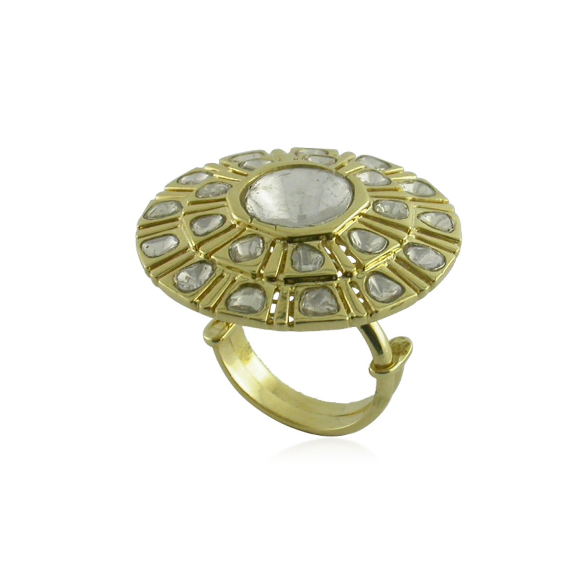Flat Globe Polki Ring