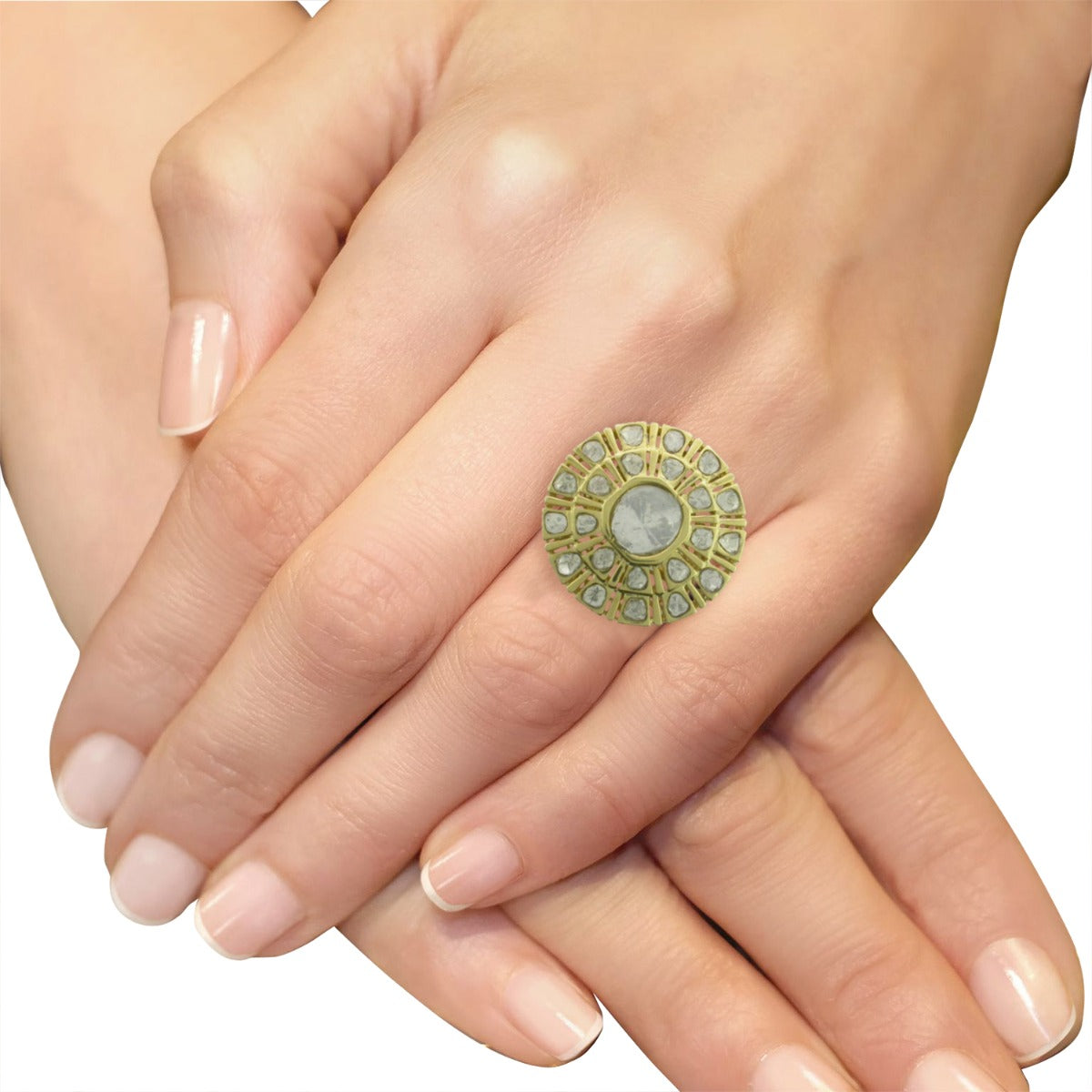 Flat Globe Polki Ring