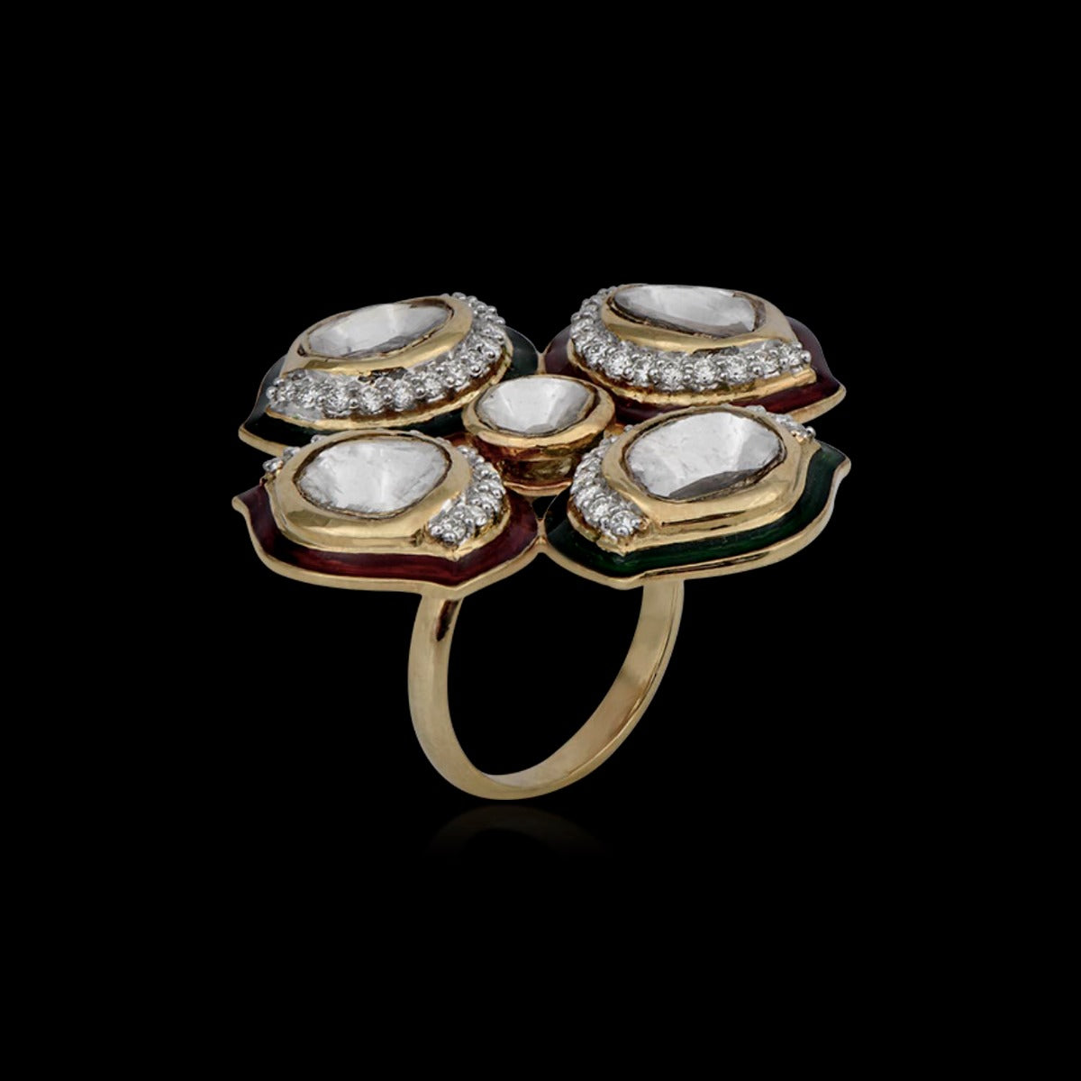 Flower Pedestal Polki Ring