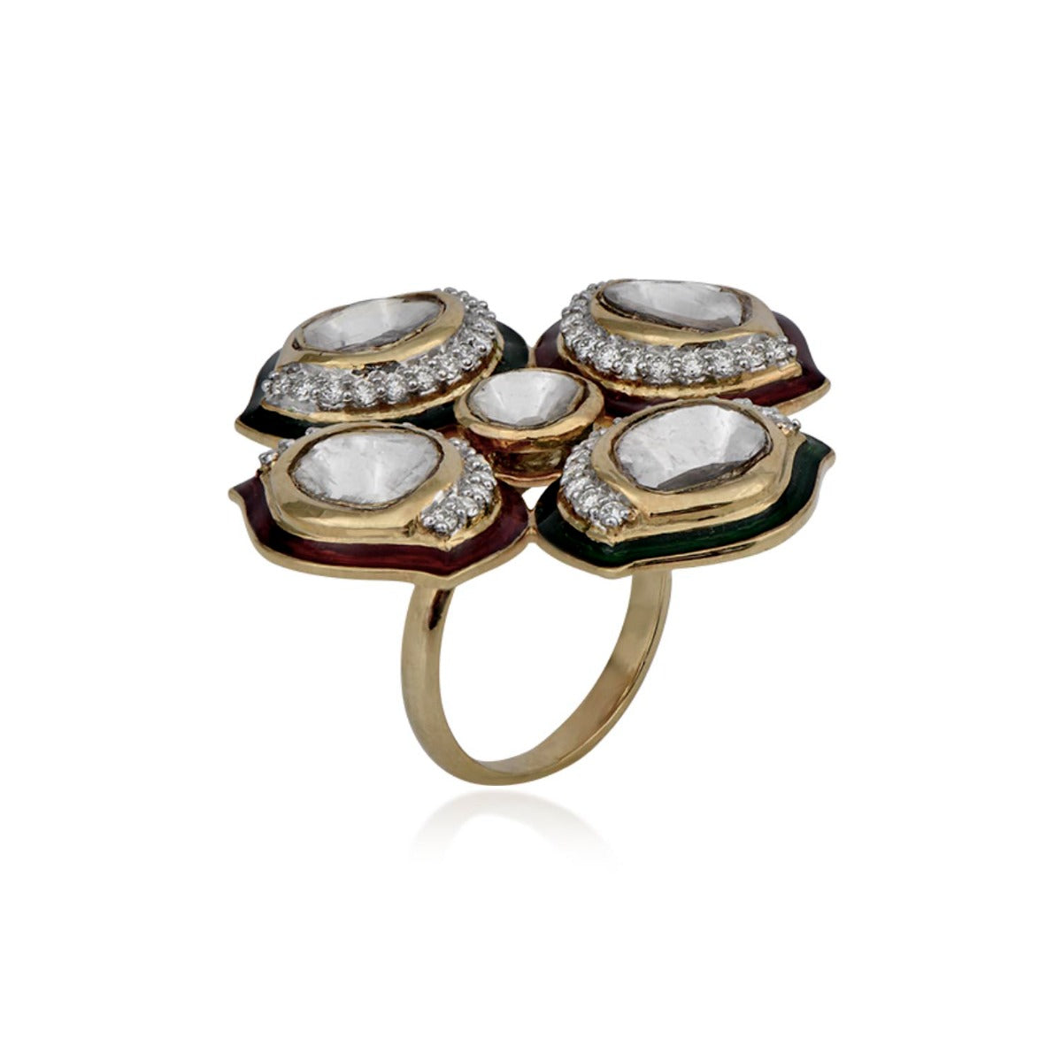 Flower Pedestal Polki Ring