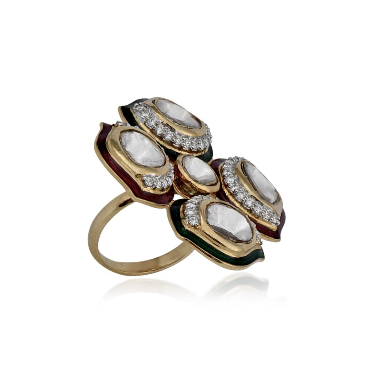 Flower Pedestal Polki Ring