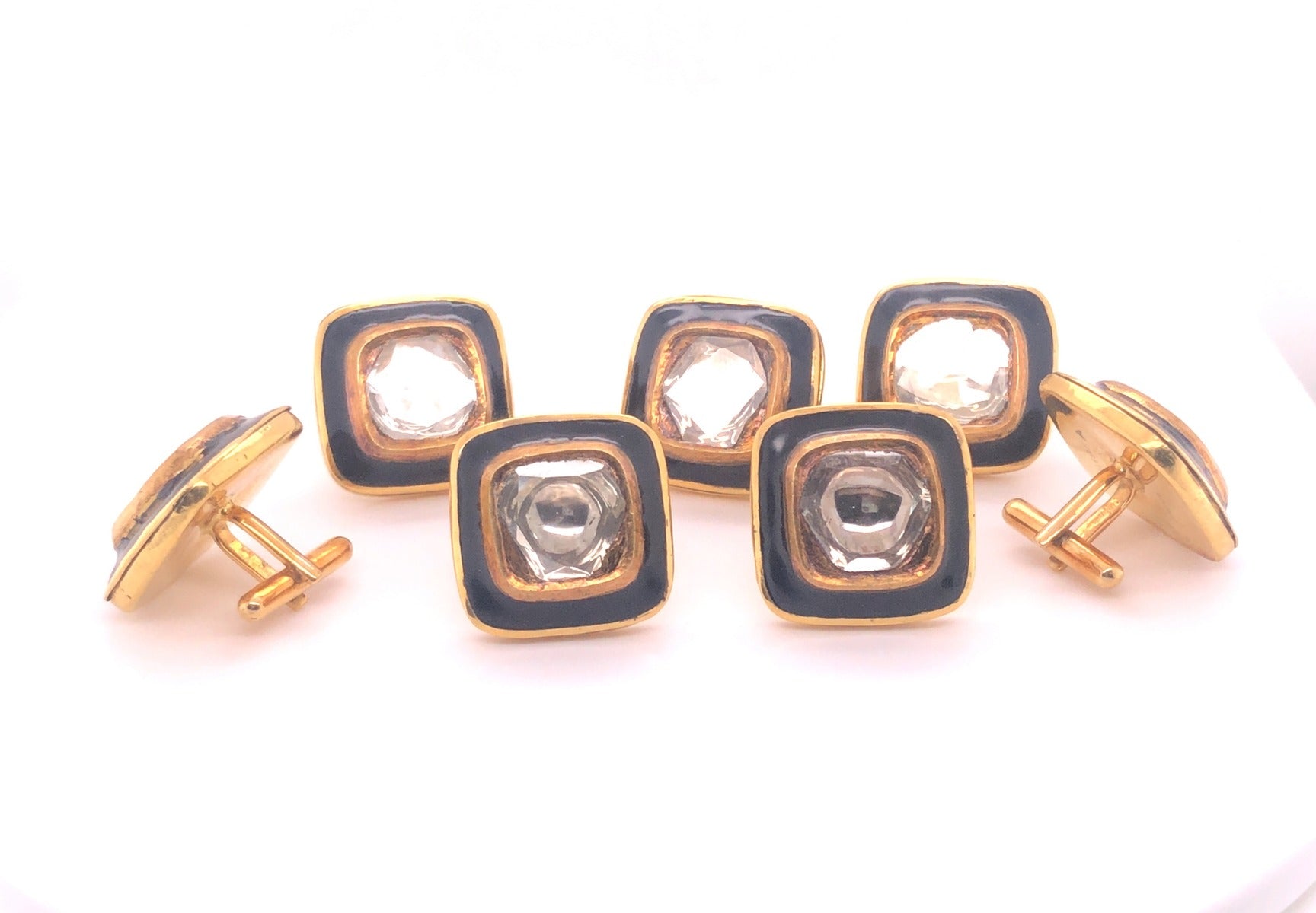 Black Border Polki Cufflinks