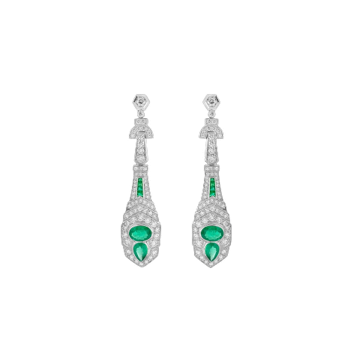 Emerald Studded Diamond Earrings