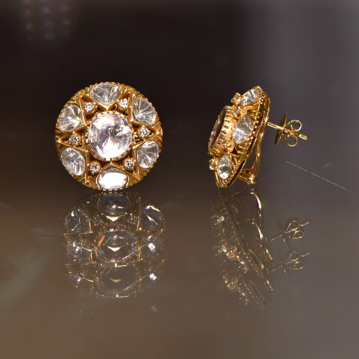 Sparkling Star Polki Stud Earrings