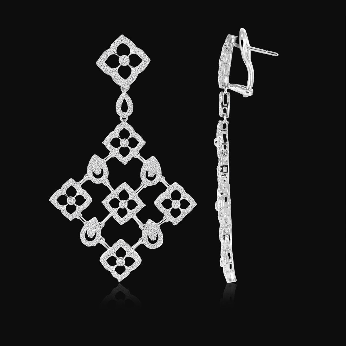 Floral Mesh Diamond Earrings