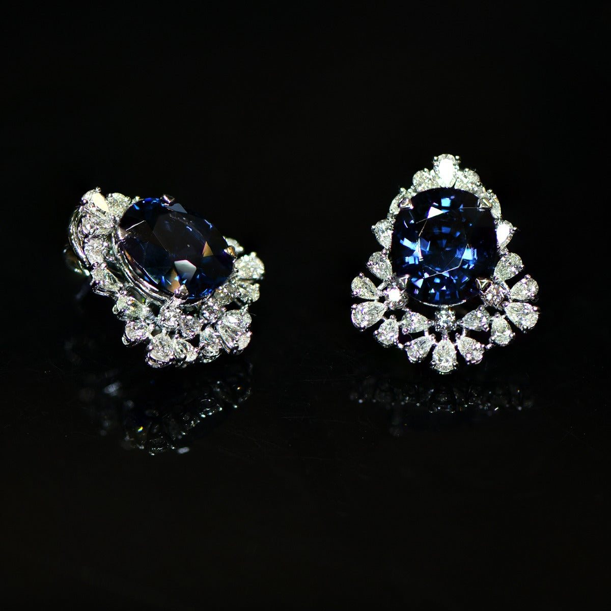 Shiny Blue Diamond Earrings