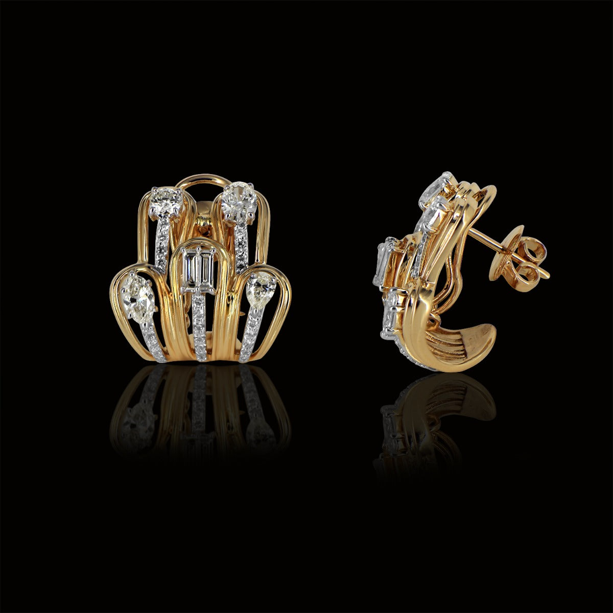 Glistening Wavy Diamond Earrings