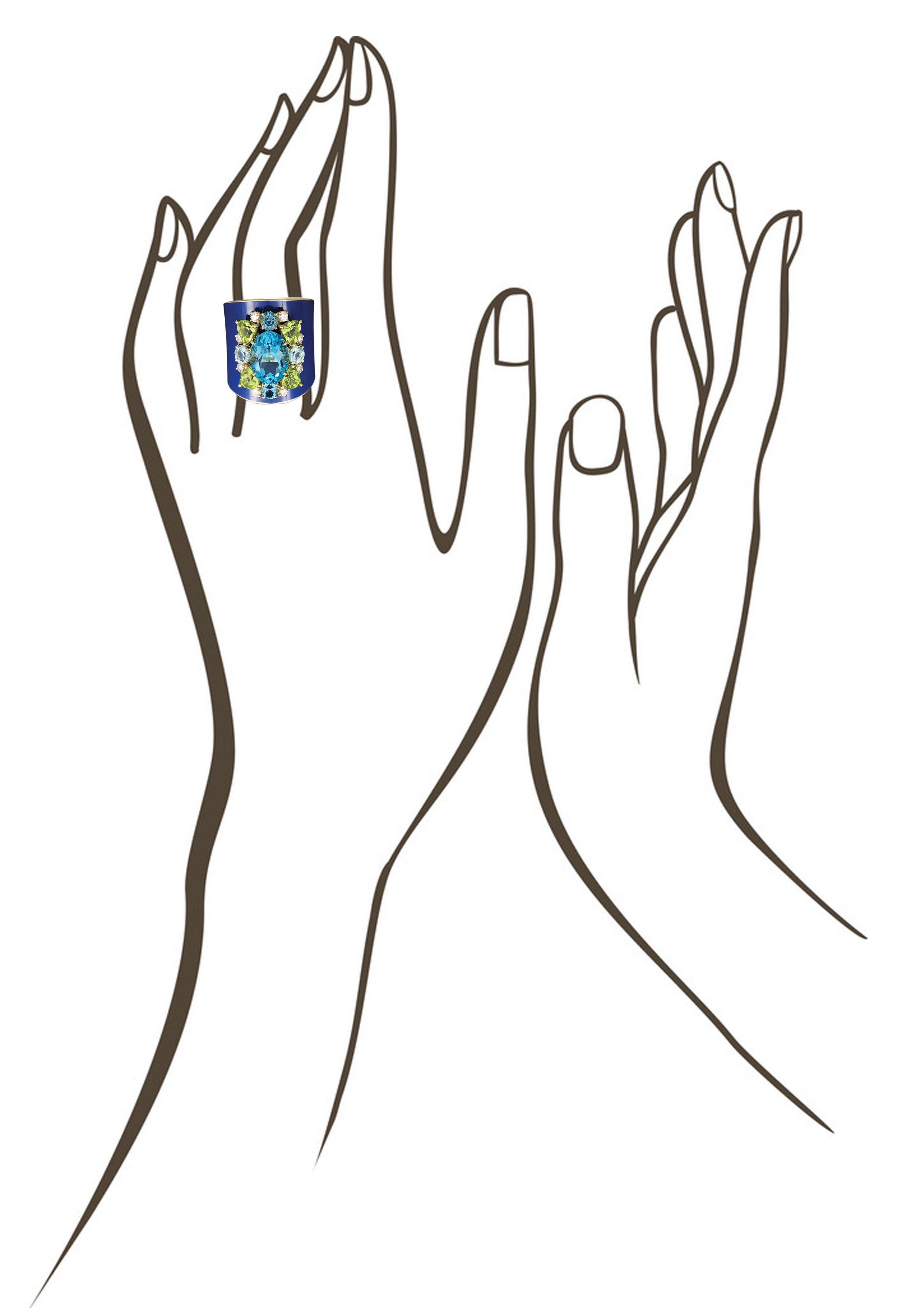 Blue Blanketed Ceramic Diamond Ring