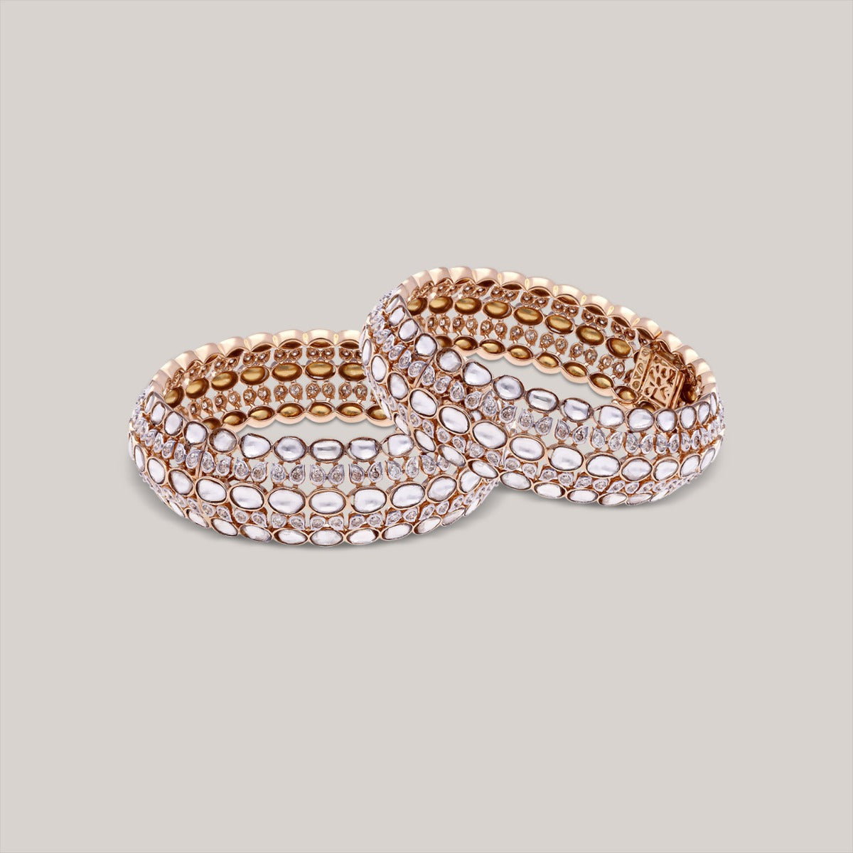 White Lotus Polki Bangle Set
