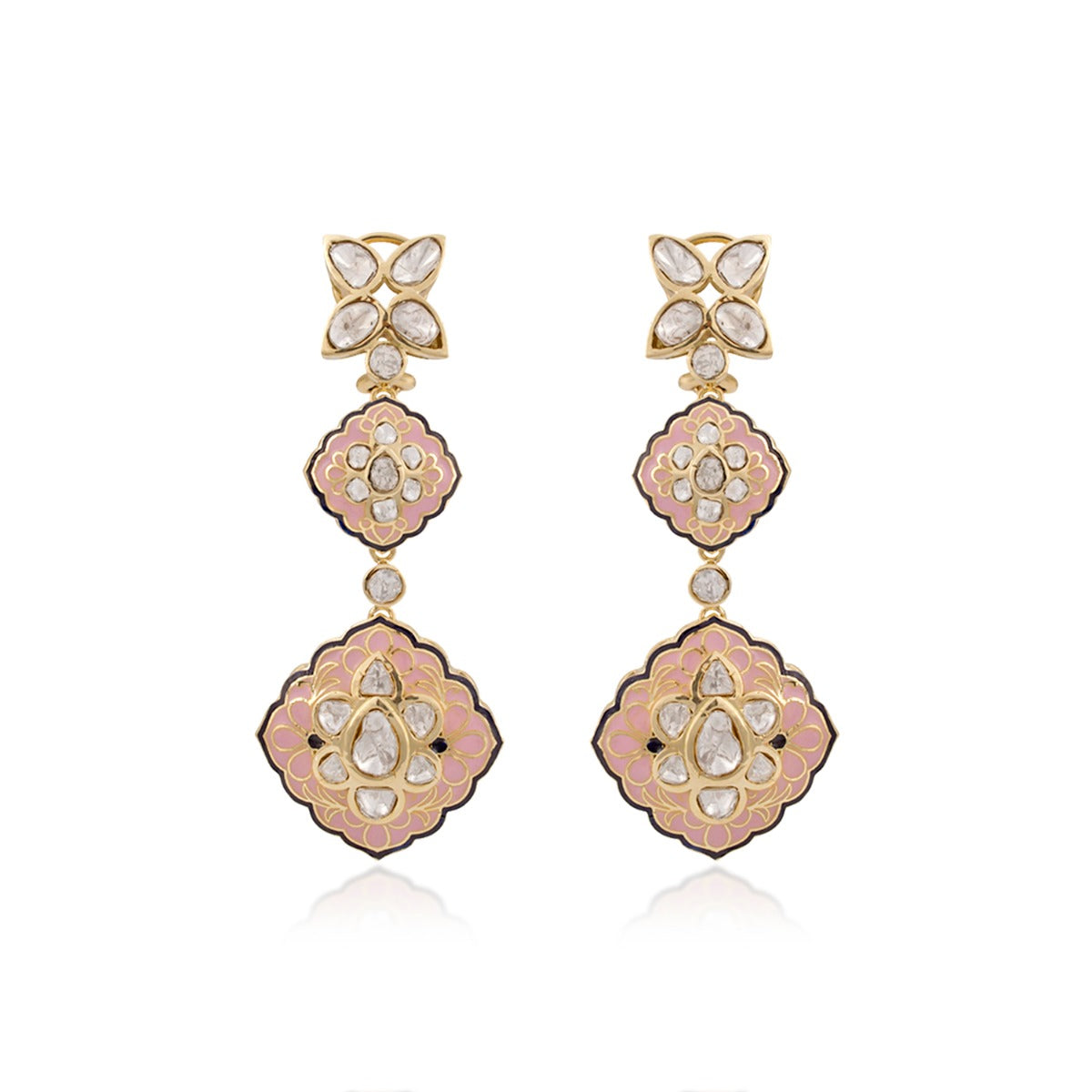 Peach Pulp Polki Earrings
