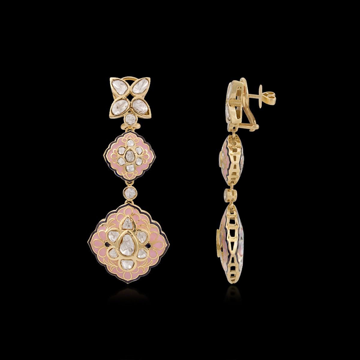 Peach Pulp Polki Earrings