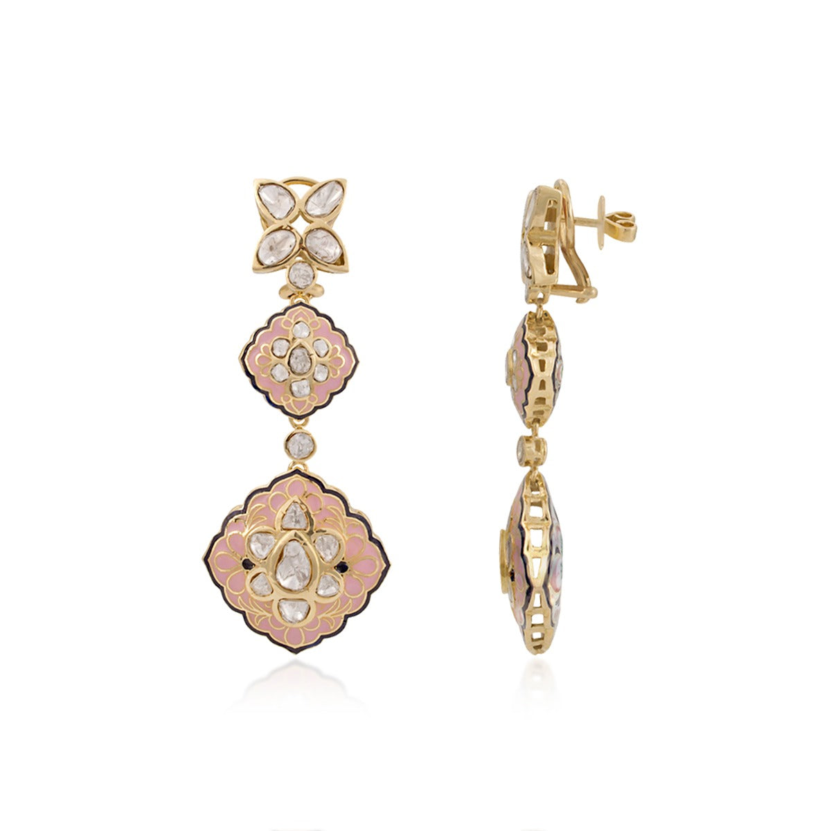 Peach Pulp Polki Earrings