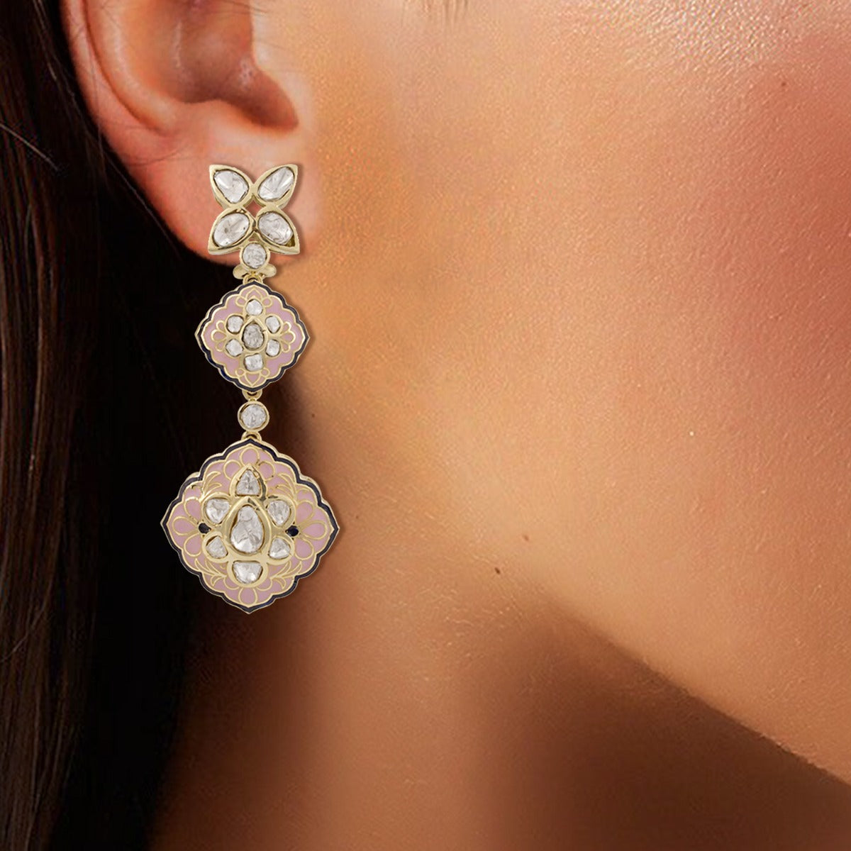 Peach Pulp Polki Earrings