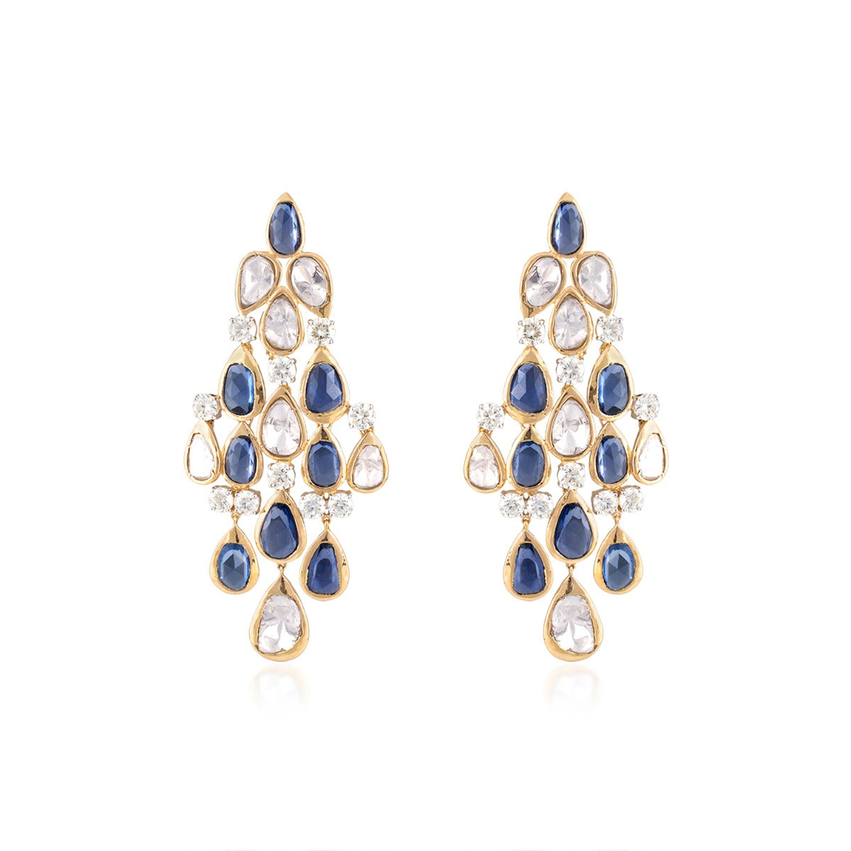 Blue Sapphire Polki Earrings