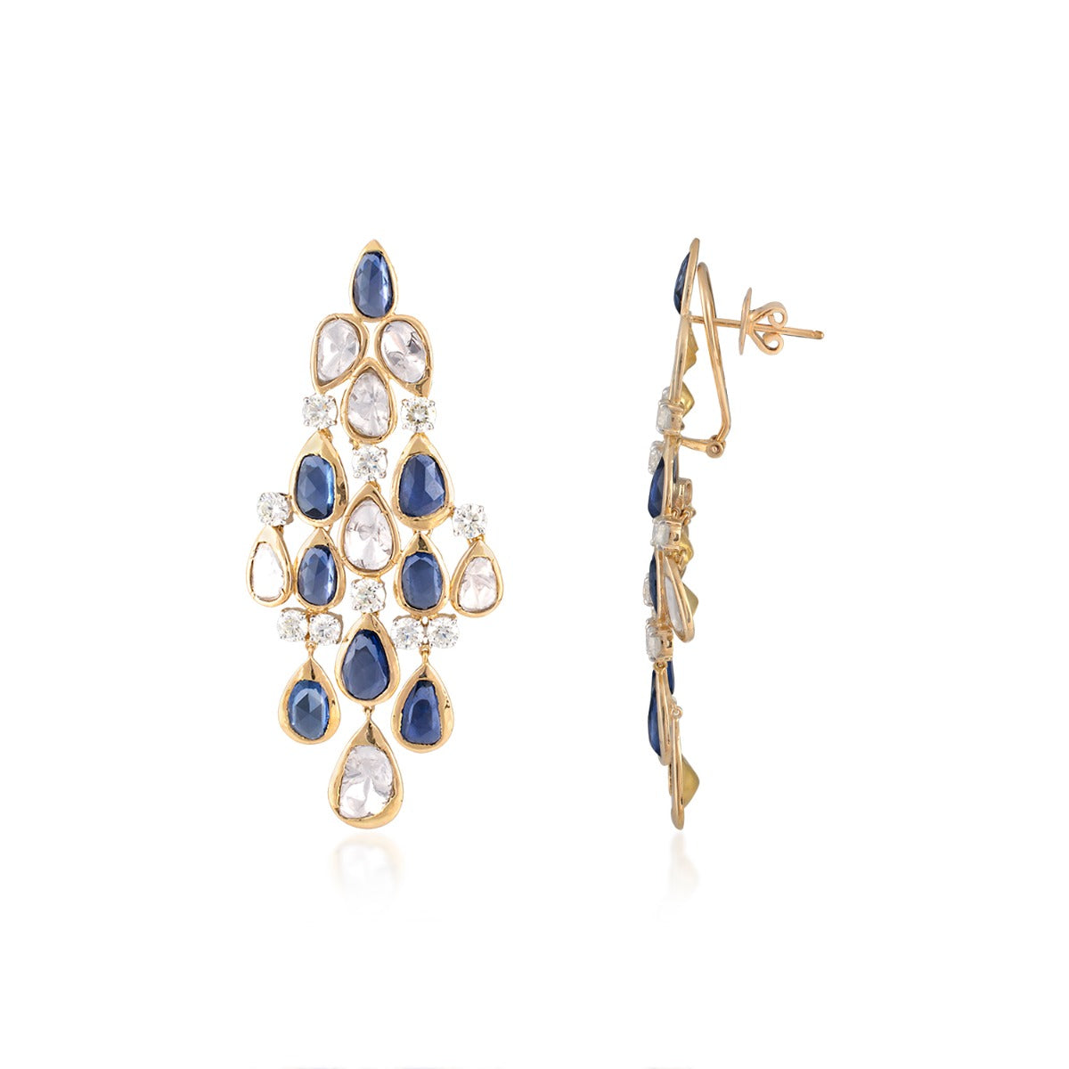 Blue Sapphire Polki Earrings