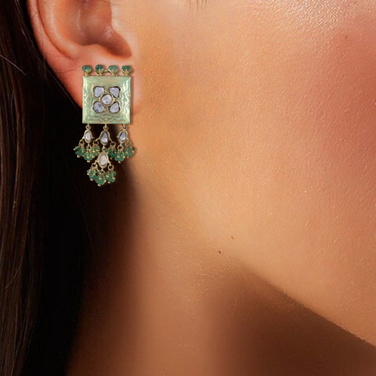 Bella Classy Gemstone Polki Earrings