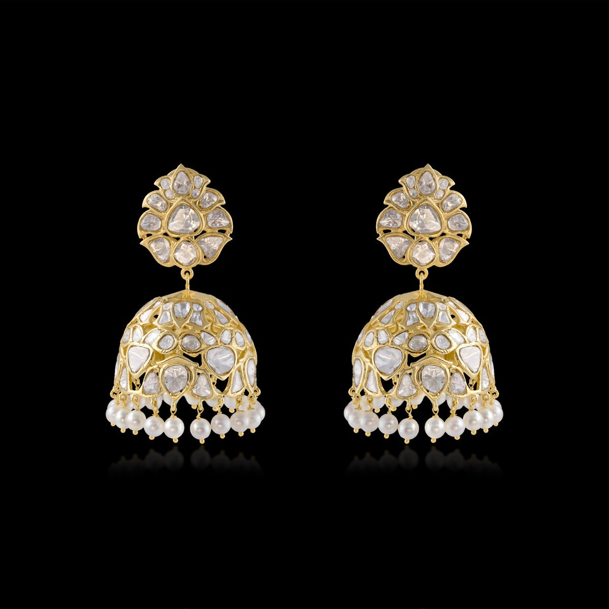 Yellow Parish Dome Polki Jhumka