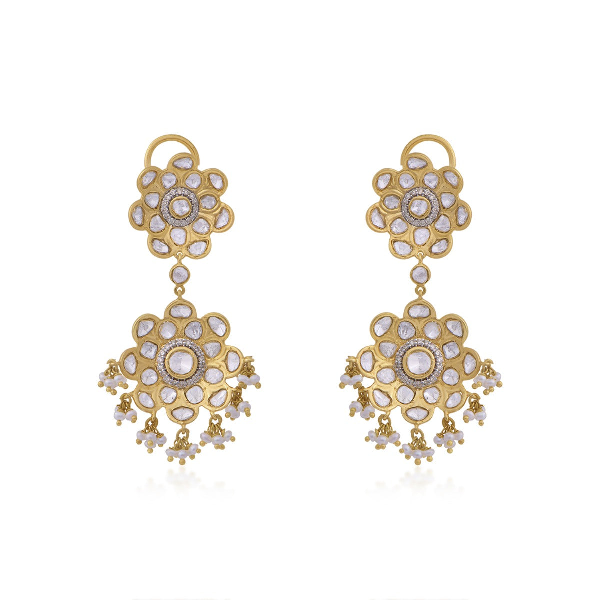 Snow Slide Polki Earrings