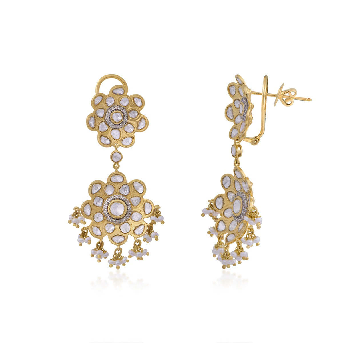 Snow Slide Polki Earrings