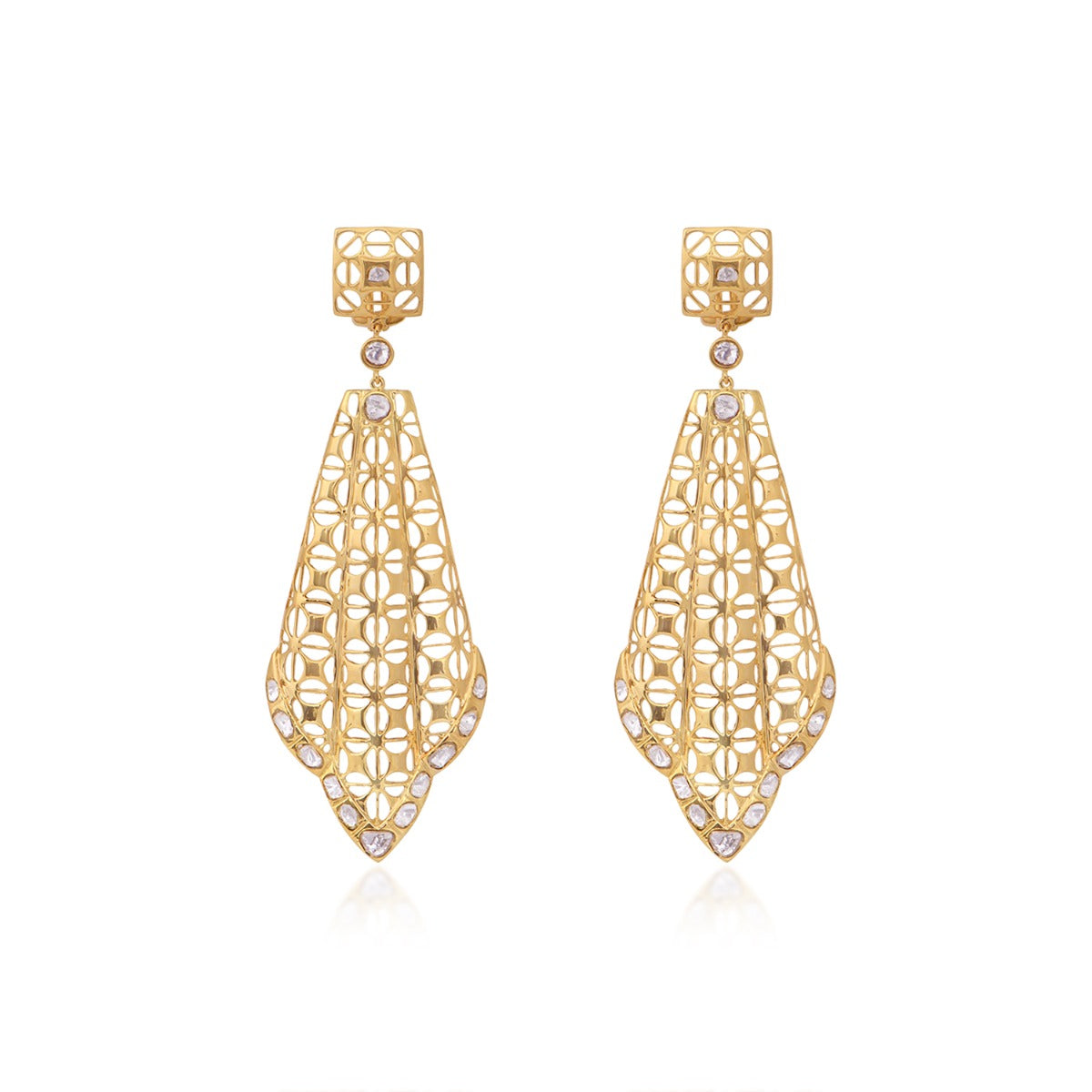 Net Drop Polki Earrings