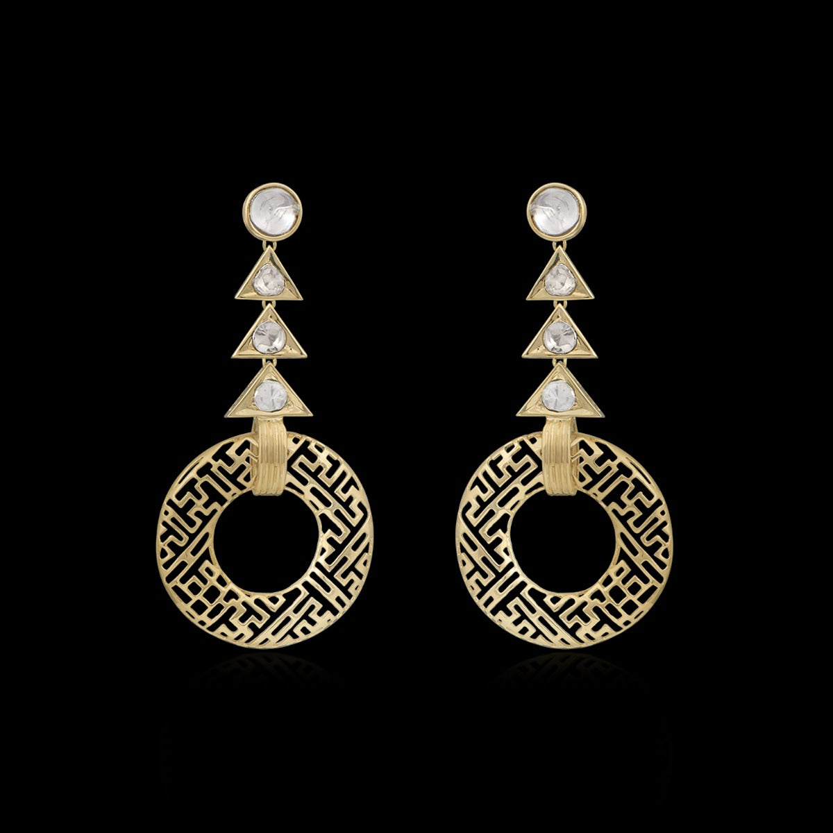 Pine Cone Tree Polki Earrings