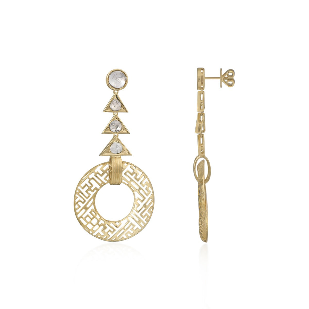 Pine Cone Tree Polki Earrings