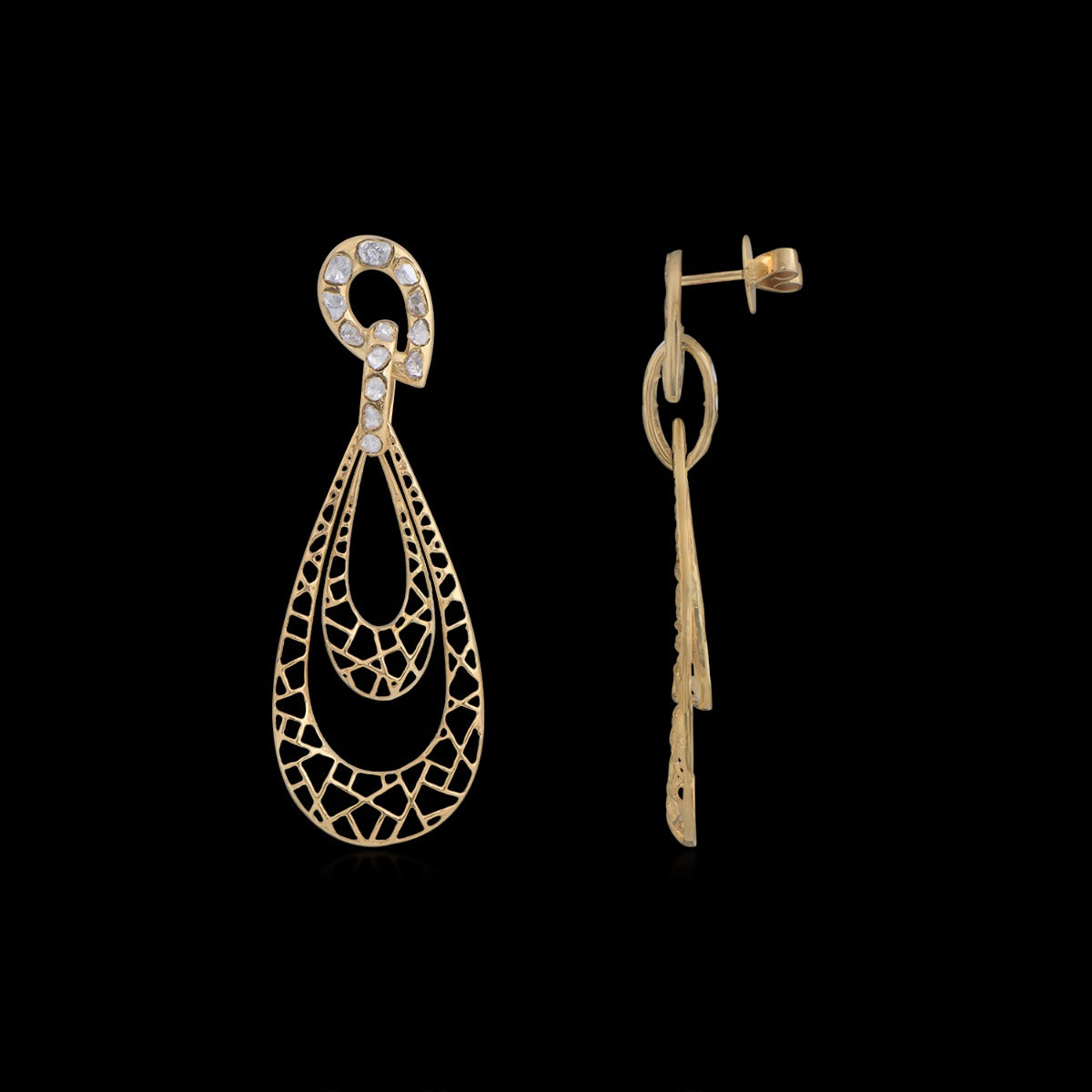 Feathery Float Polki Earrings