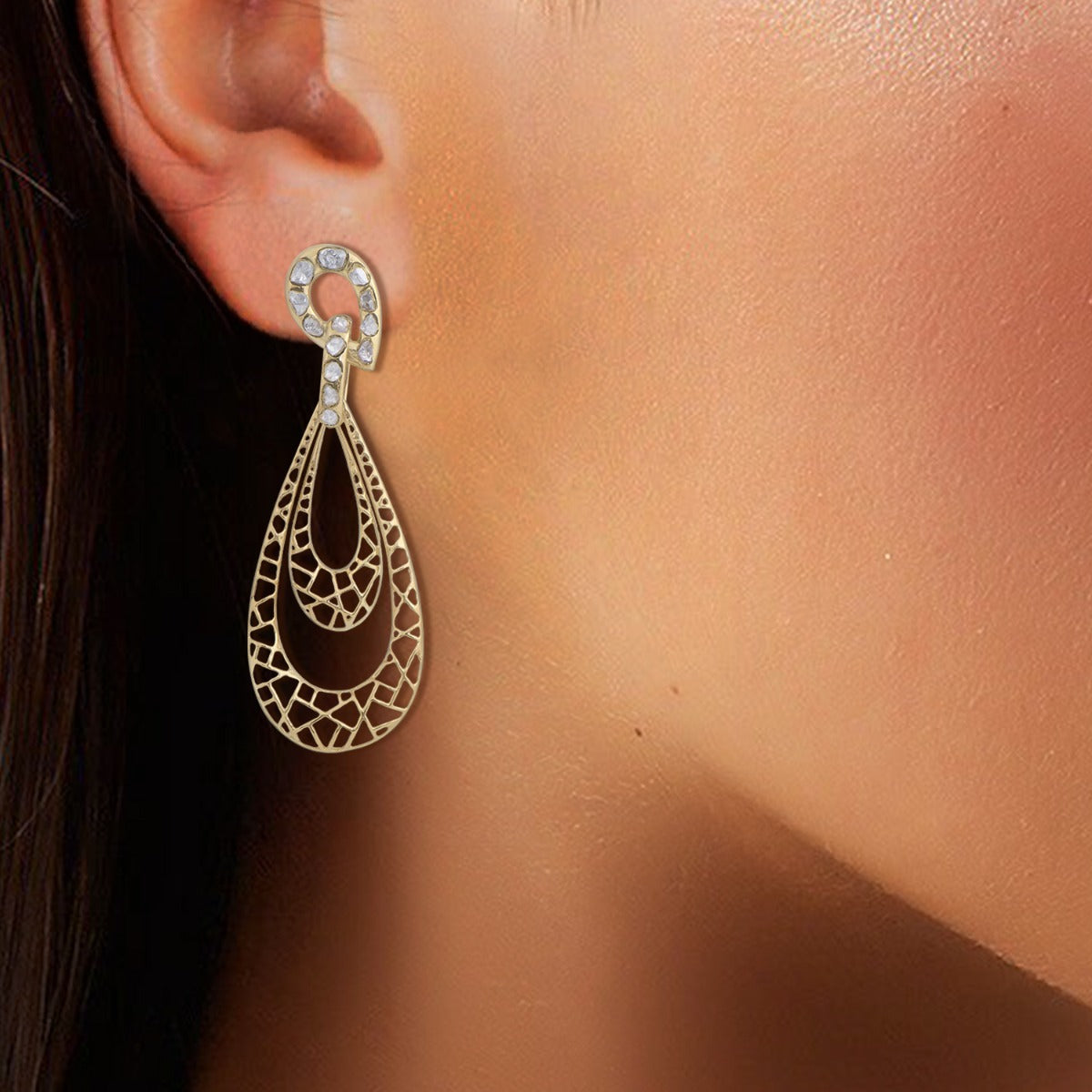 Feathery Float Polki Earrings