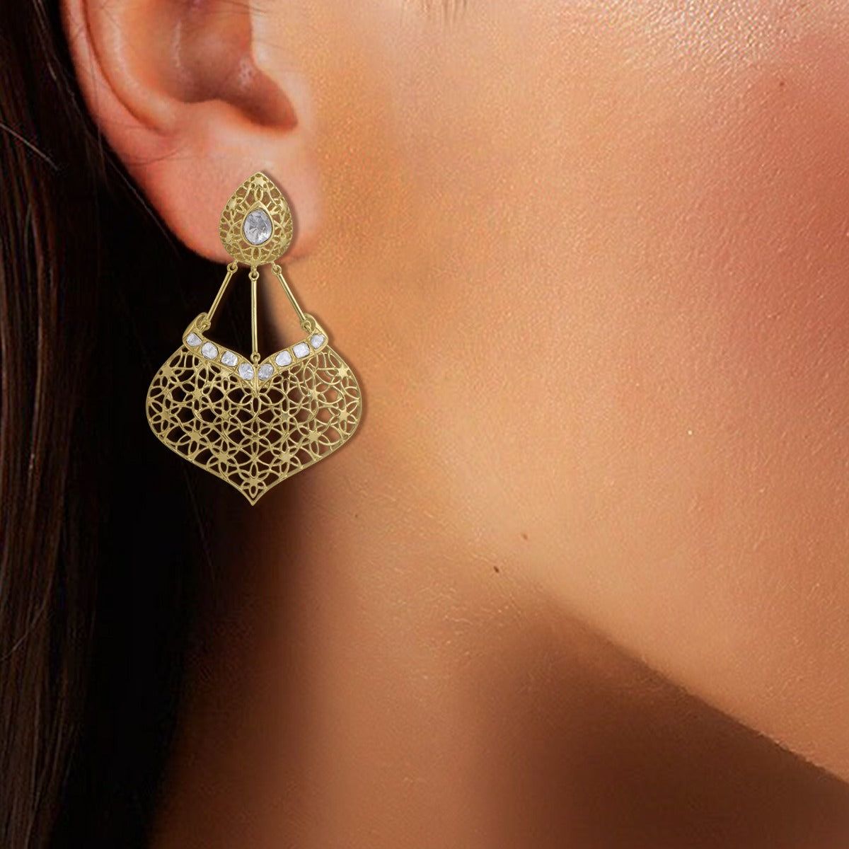 Mesh Polki Earrings