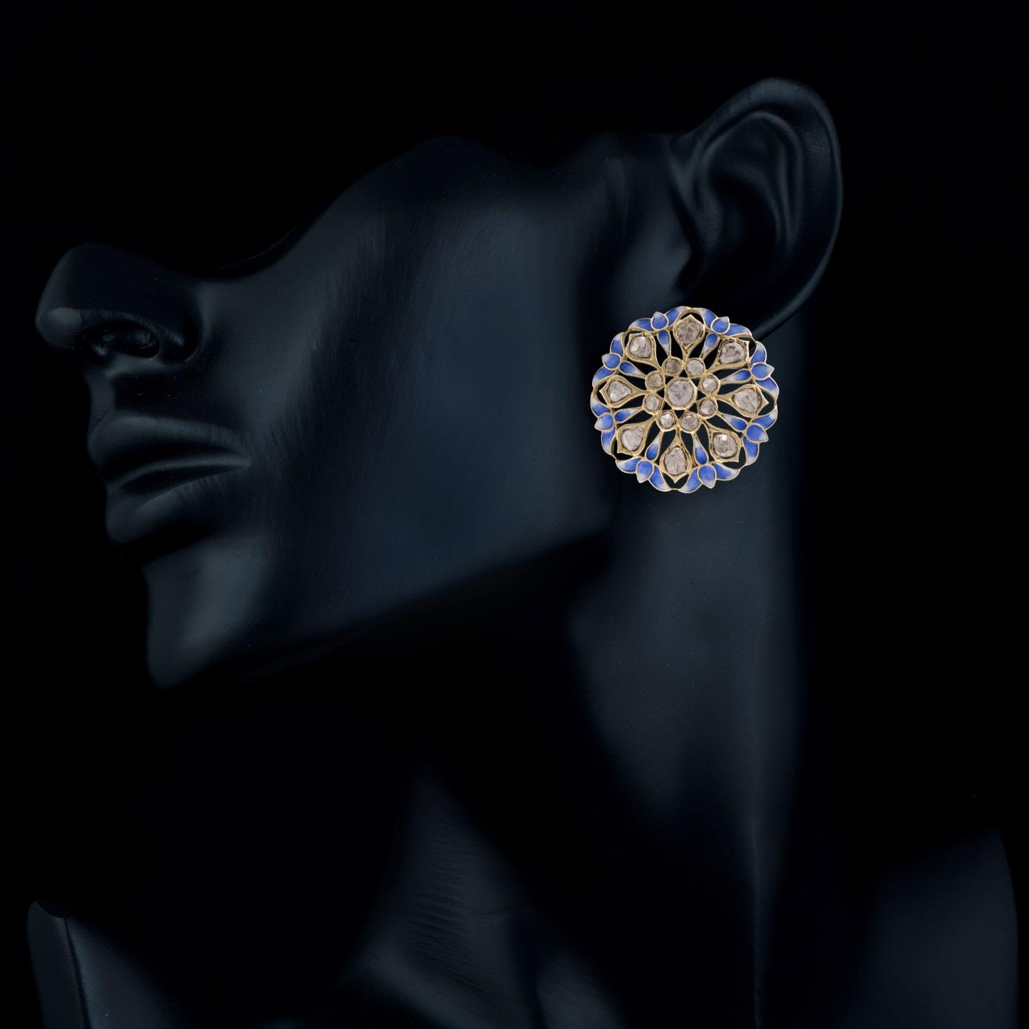 Blue Cosmos Polki Earrings