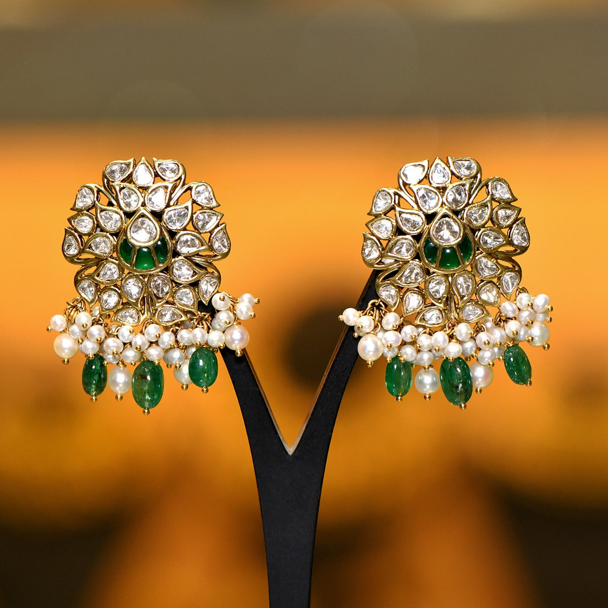 Leafy Love Traditional Polki Earrings
