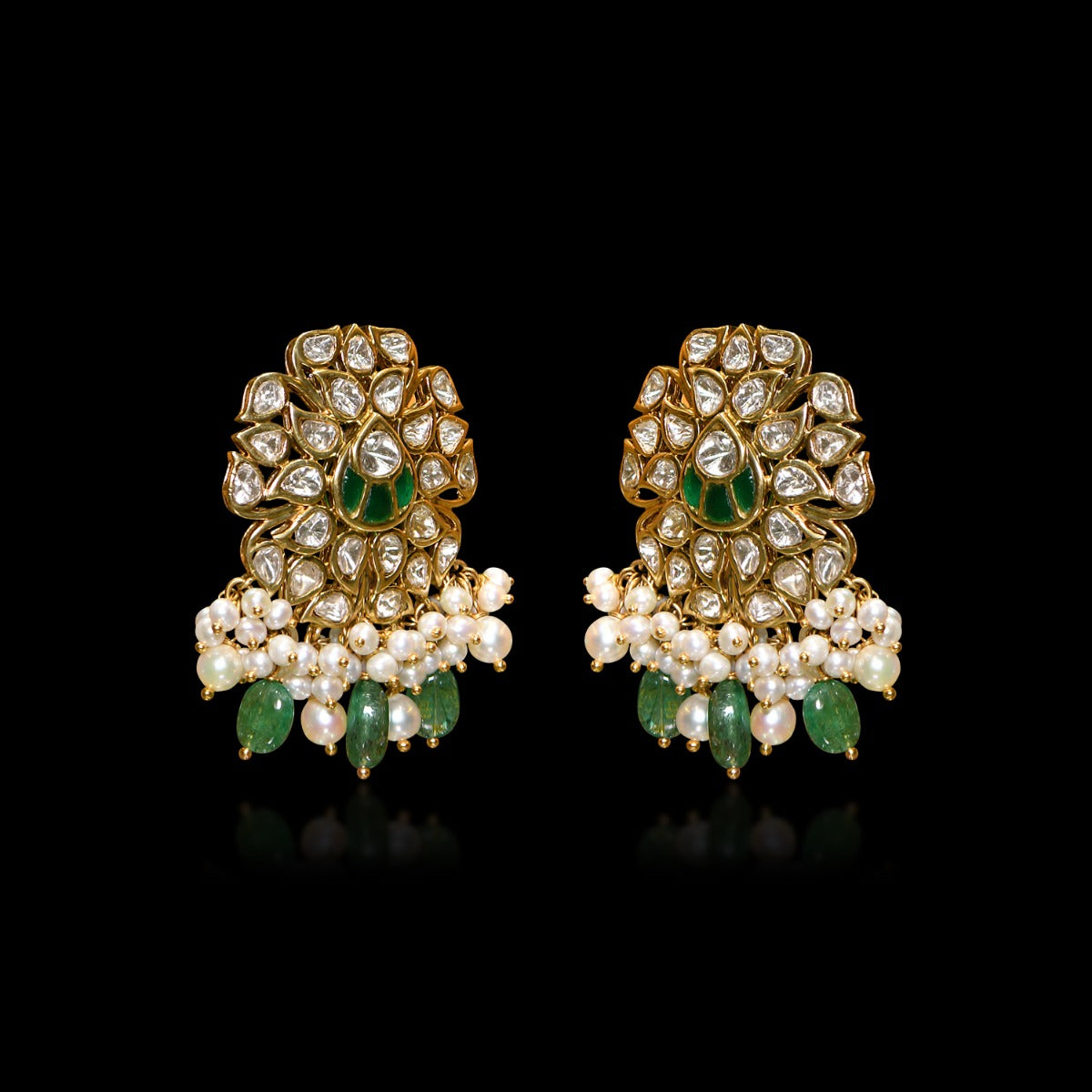 Leafy Love Traditional Polki Earrings
