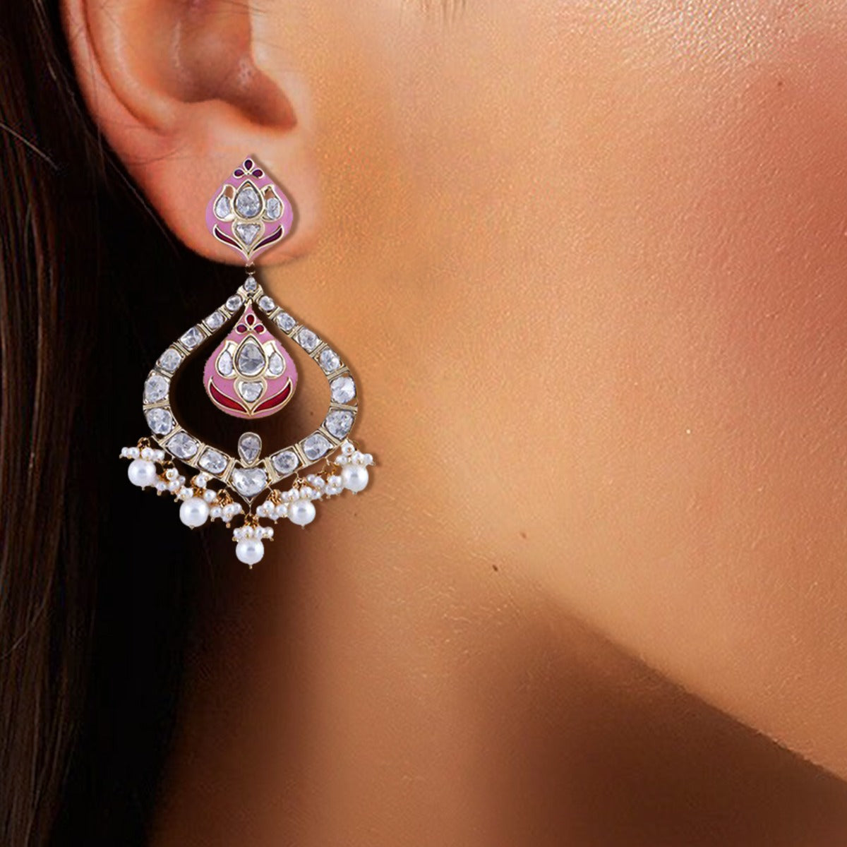 Pink Mirage Polki Earrings