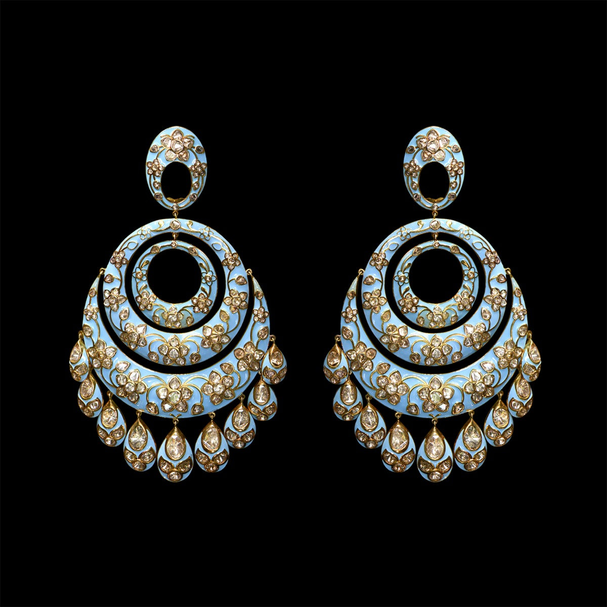 Blue Space Polki Chandbali