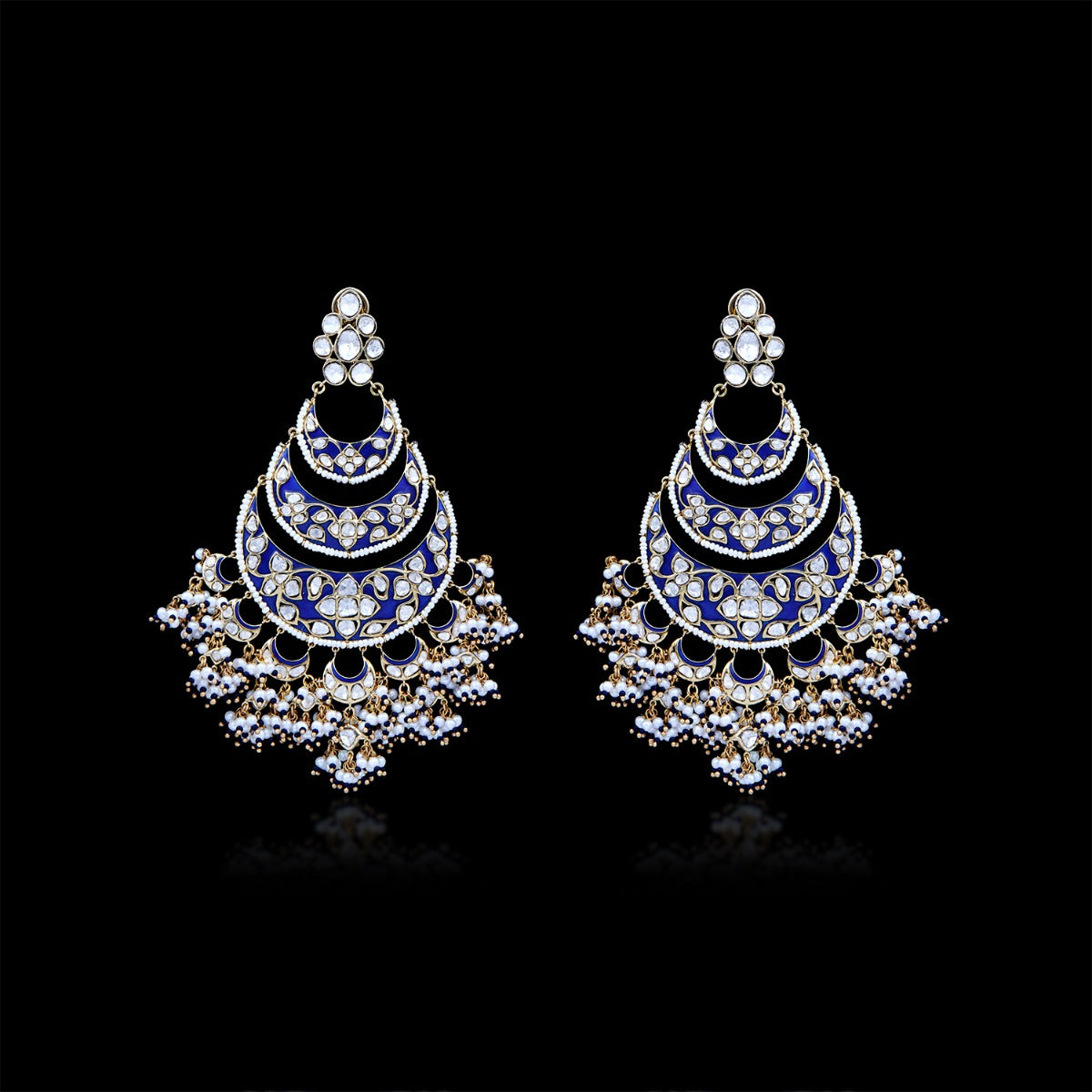 Crescent Moon Layered Polki Chandbali