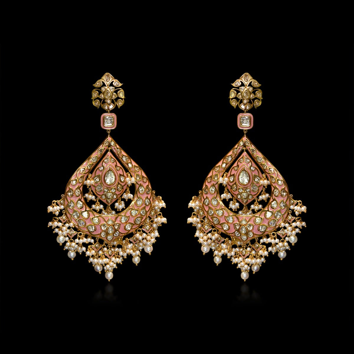 Peach Perfect Polki Chandbali
